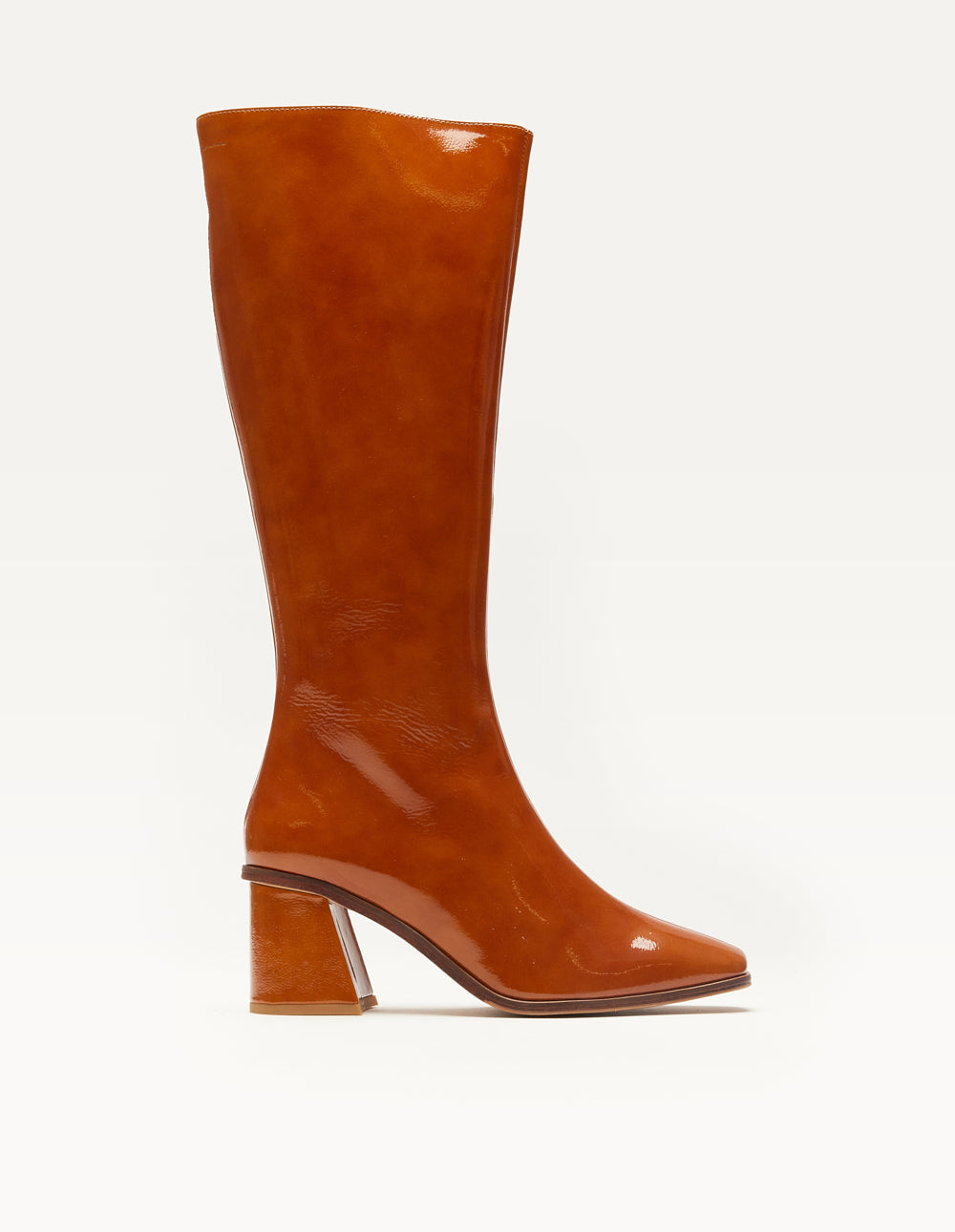 Bottes Lisette - Cuir plissé verni cognac - 1