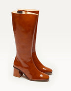 Bottes Lisette - Cuir plissé verni cognac - 2