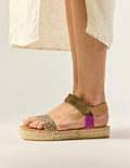 Espadrilles Flore - Suède magenta kaki beige - 1