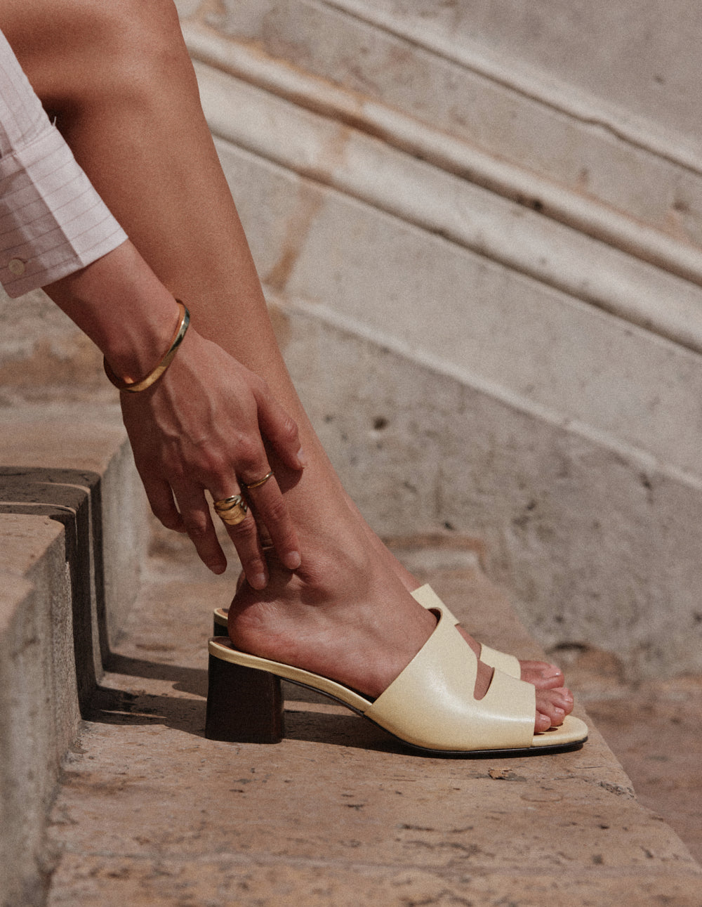Mules Fika - Cuir jaune pastel - 2