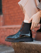 Bottines Kari - Cuir plissé verni noir - 1