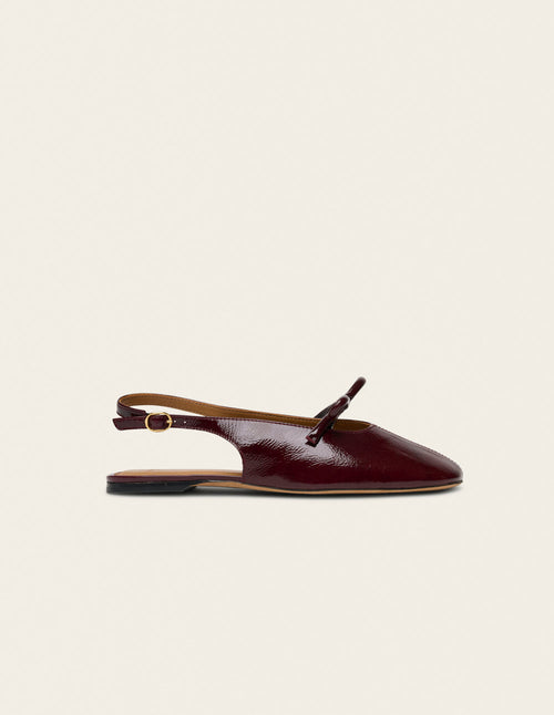 Ballerines Yuna - Cuir plissé verni bordeaux - 1